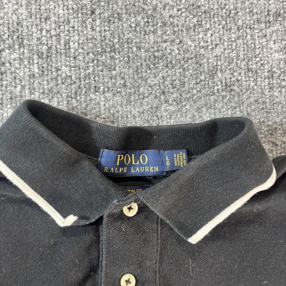 Polo Ralph Lauren Polo Shirt Mens Large Black Big Pony 3 Logo Cotton Knit - Picture 2 of 5